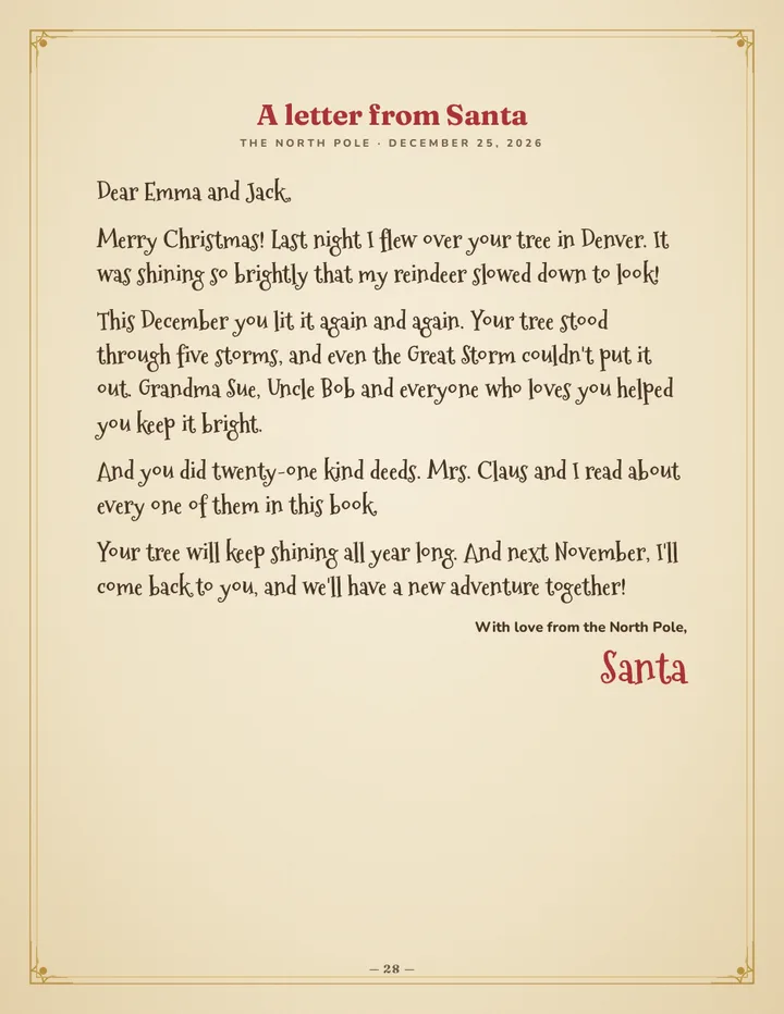 A letter from Santa to Emma and Jack